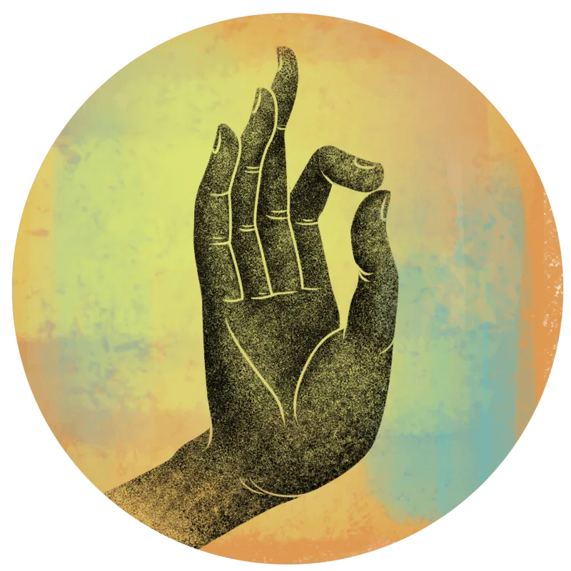Vitarka mudra — the hand gesture of teaching and transmission