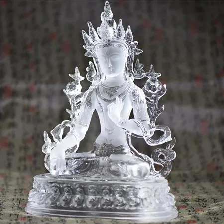 White Tara — crystal glass sculpture of the goddess of compassion and swift protection