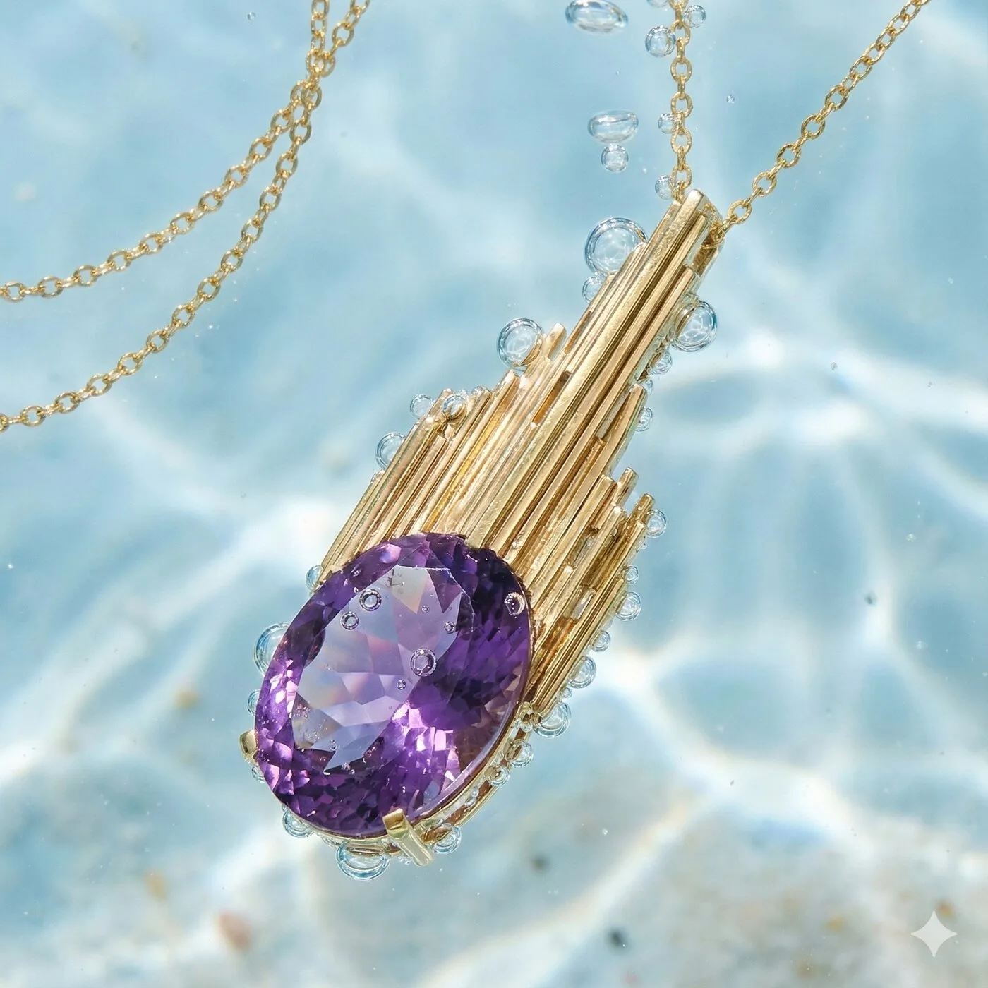 Ormiro amethyst pendant underwater