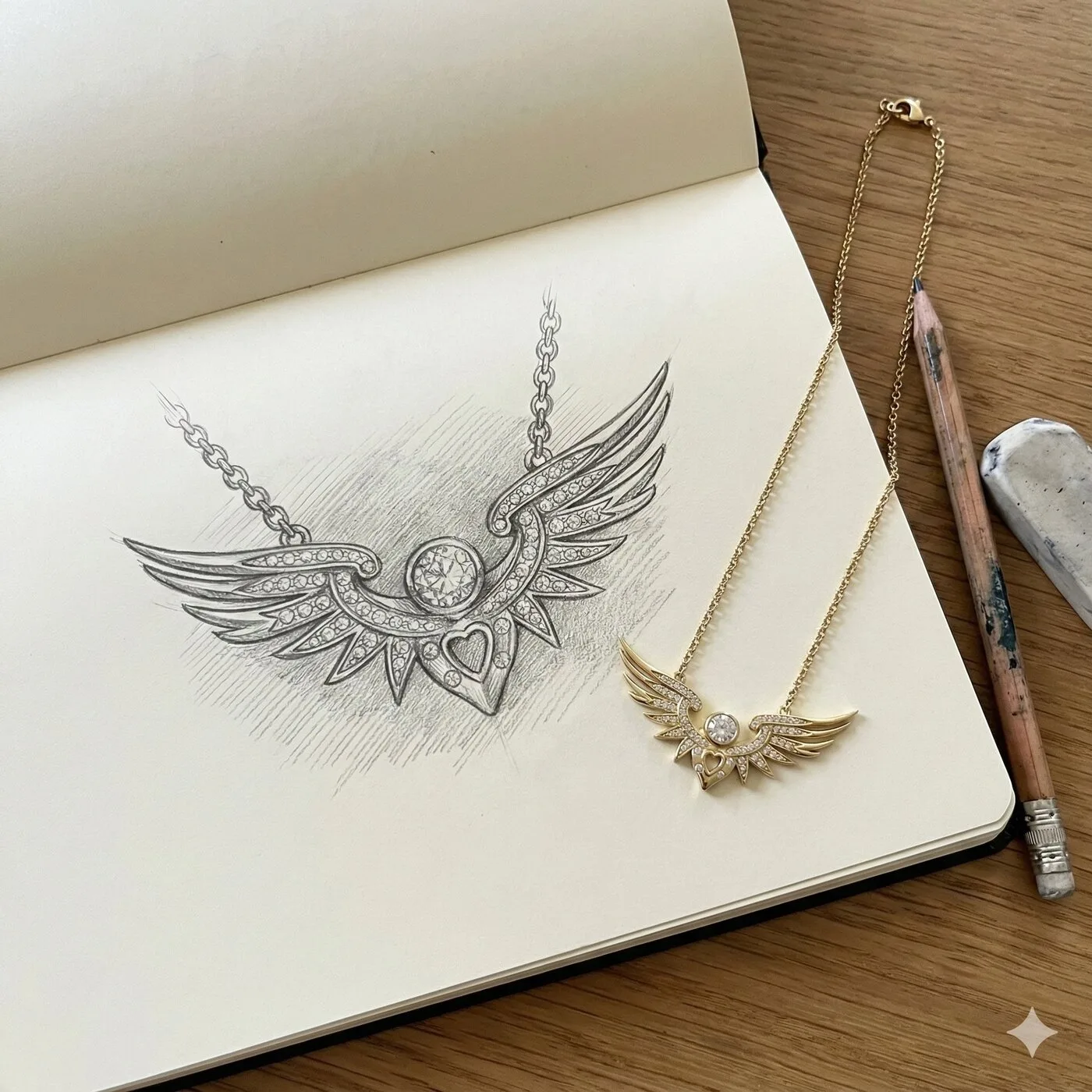 Ormiro wings necklace design sketch