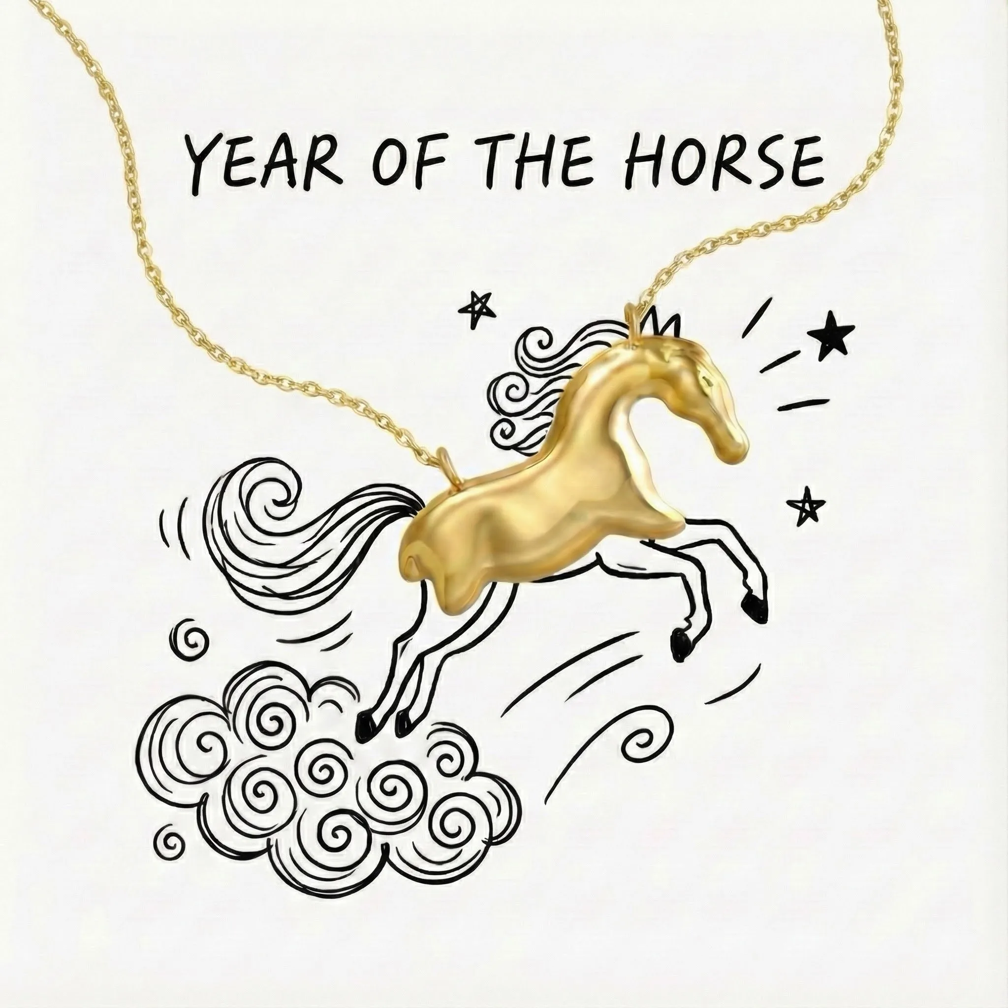 Ormiro Year of the Horse gold necklace